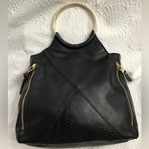 INC Dual Ring Handle Purse Clutch Faux Leather - Picture 3 of 15